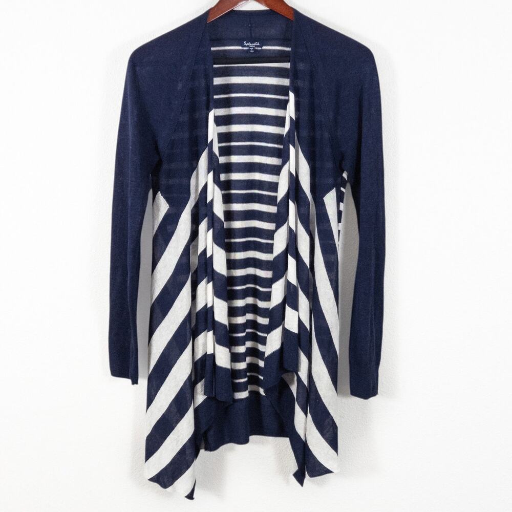 Splendid Striped Open Front Cardigan Size S Coastal Nautical Simple